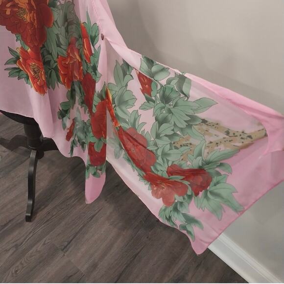 NWT Pineapple Moon Floral Chiffon Shawl Scarf Duster Wrap - Picture 10 of 12